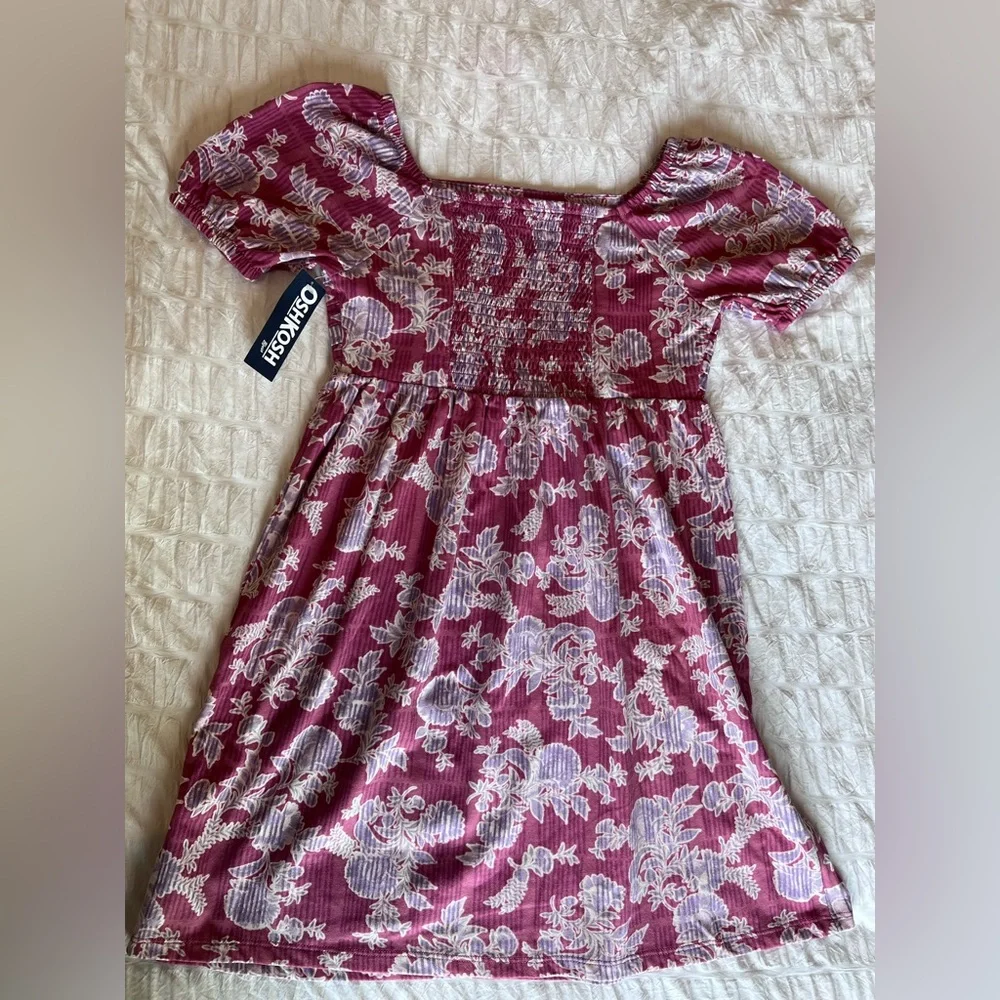 OshKosh B'gosh Burgundy Floral Smocked Dress Size 10 BNWT